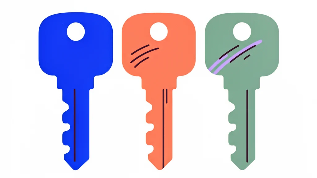 Three distinct keys: two of them together open a single lock, while the third key fades into the background.